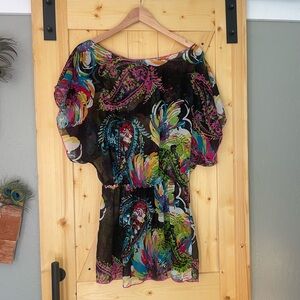 Target Multicolor Paisley & Floral Blouson Top - Black
